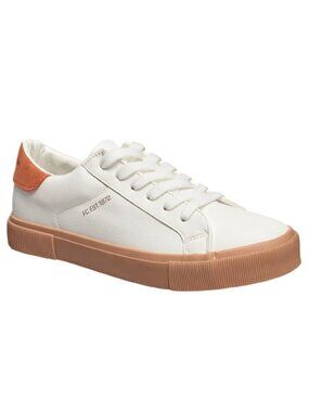 French Connection Becka White Orange Gum Sole Lace Up Sneakers Womens 11 NIB